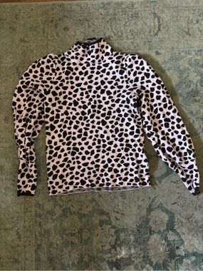 Ann Taylor Pink and Black Leopard Print Mock Neck Sweater XS